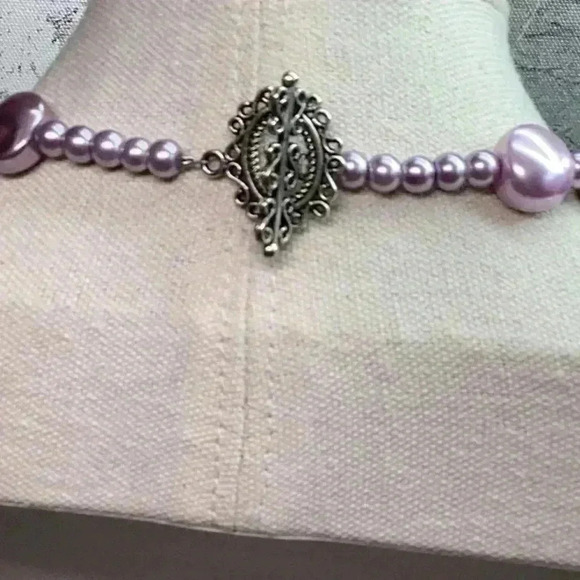 Statement Purple Glass Necklace - Picture 4 of 5